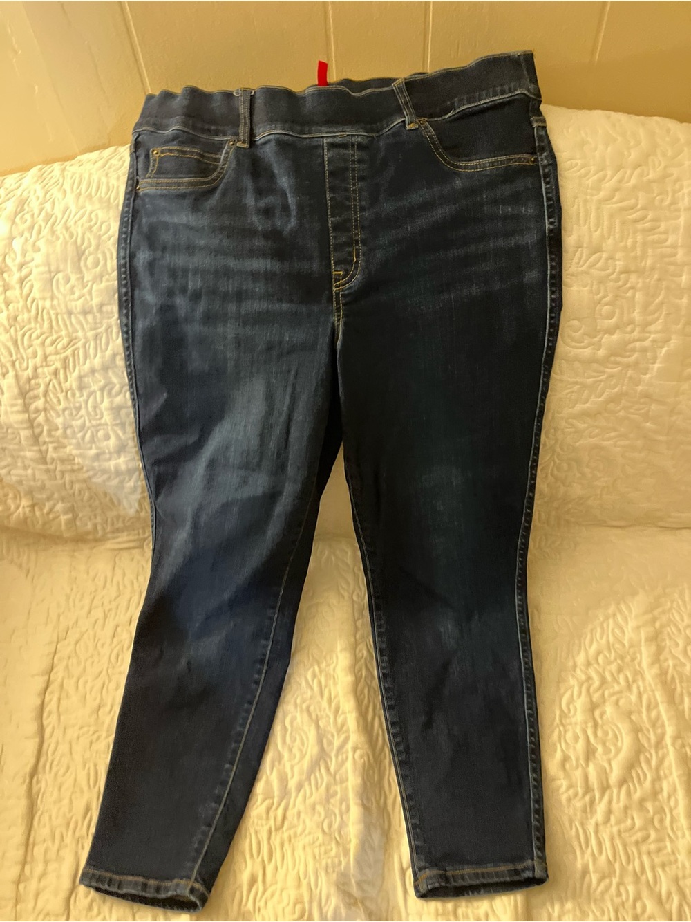 SPANX Dark Wash Stretch Jeggings in Blue